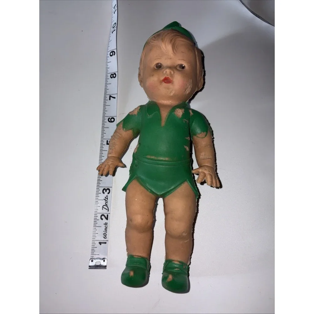 Vintage 1950's Peter Pan‎ Squeaker Doll Figurine The Sun Rubber Co. Damaged